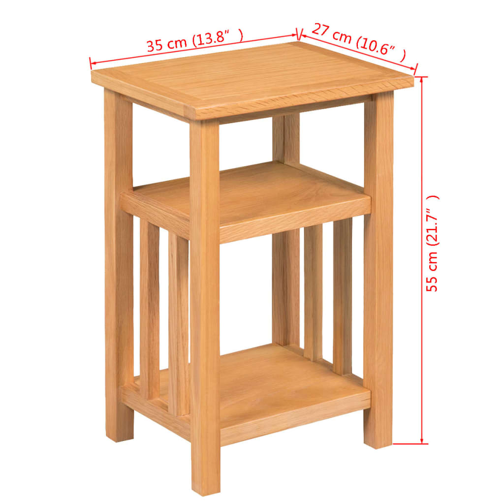 Side table with magazine shelf 27x35x55 cm solid oak