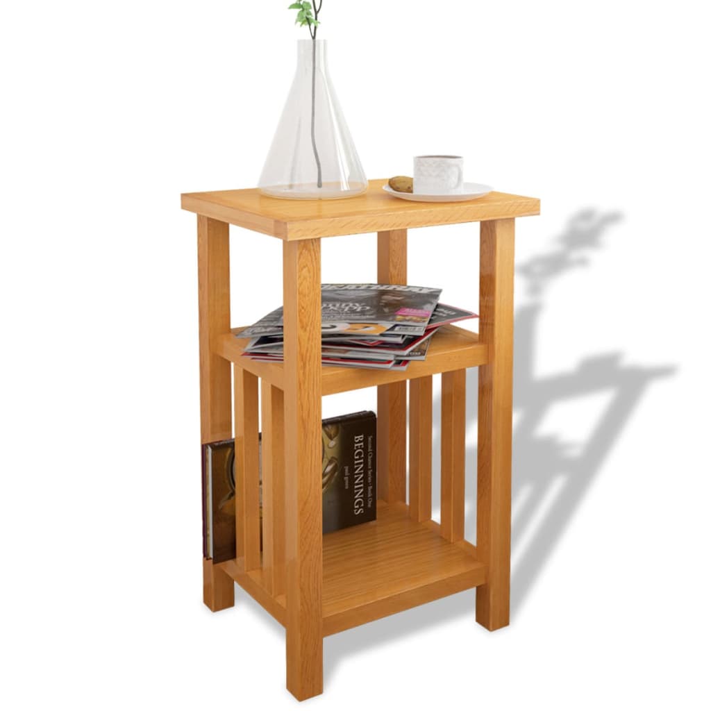 Side table with magazine shelf 27x35x55 cm solid oak