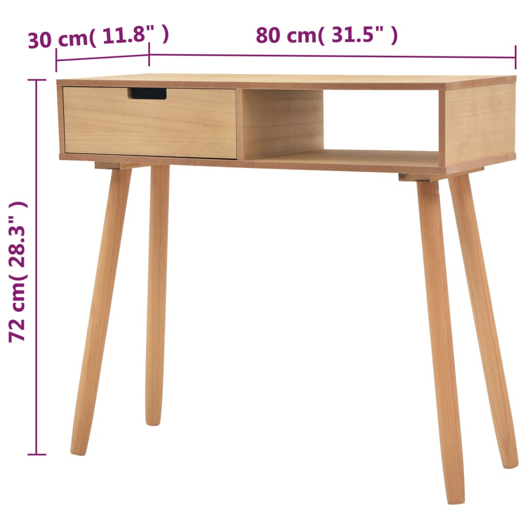 Console table solid pine 80x30x72 cm brown