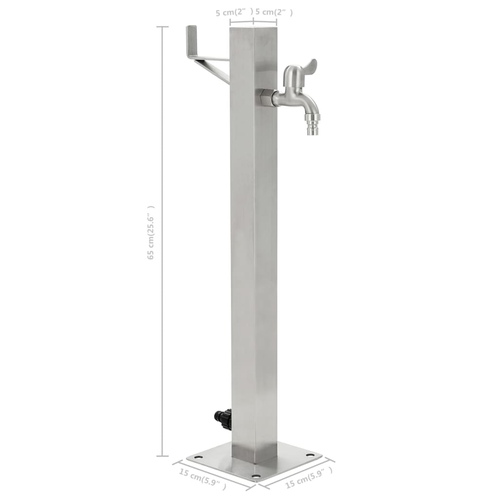 Garden hydrant 65 cm stainless steel square