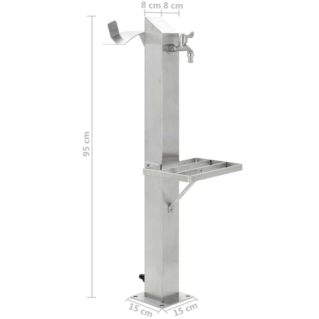 Garden hydrant 95 cm stainless steel square