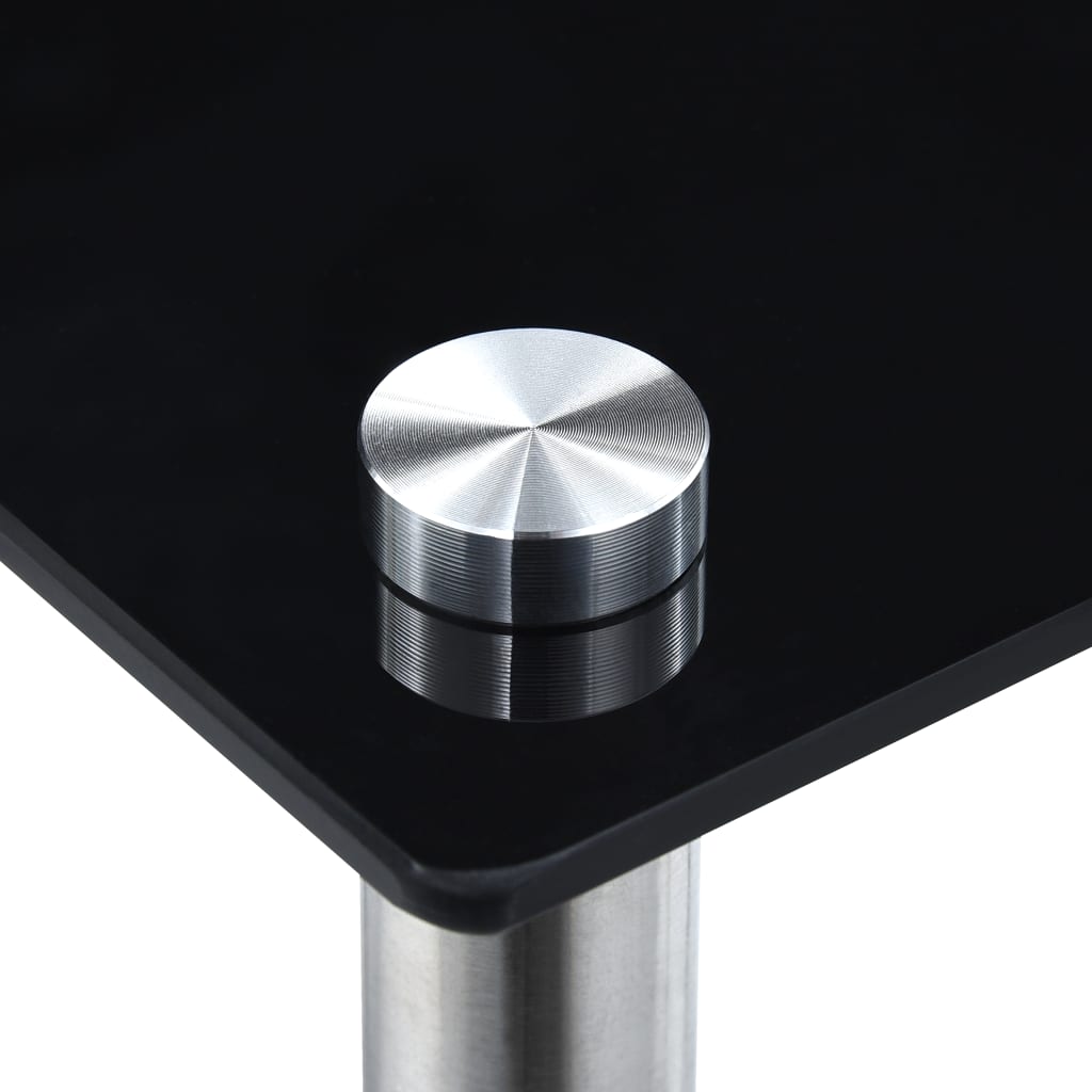 Set of 3 black tempered glass tables