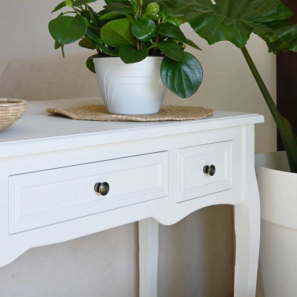 Console table with three drawers, white