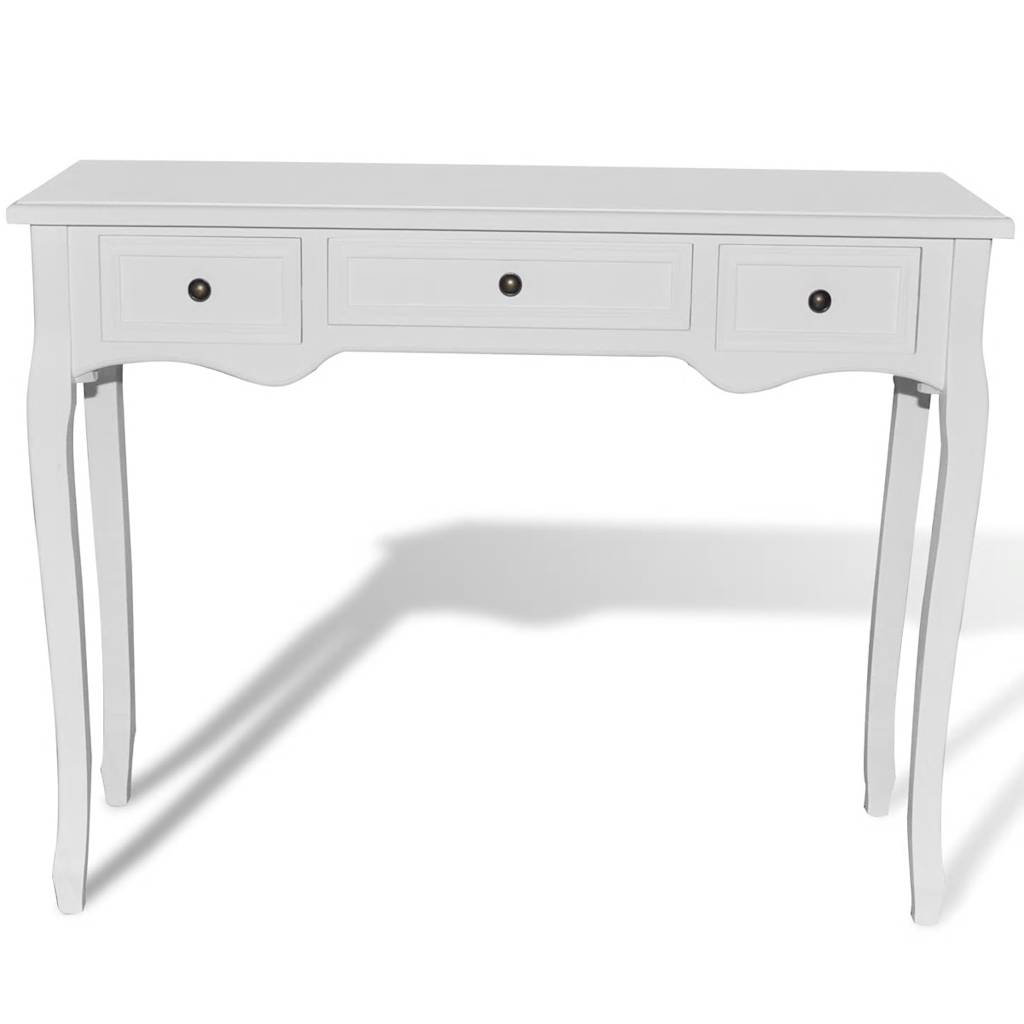 Console table with three drawers, white