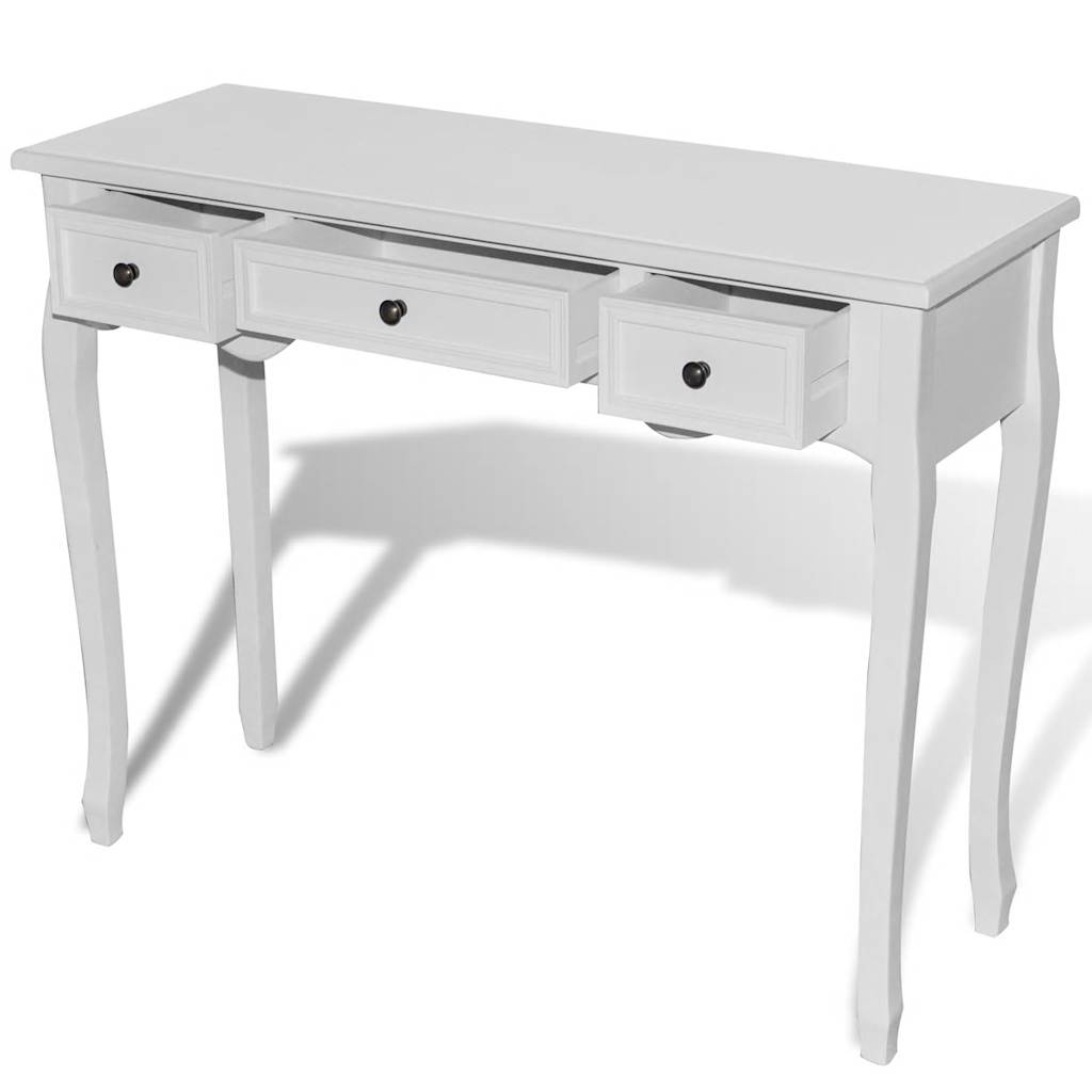 Console table with three drawers, white