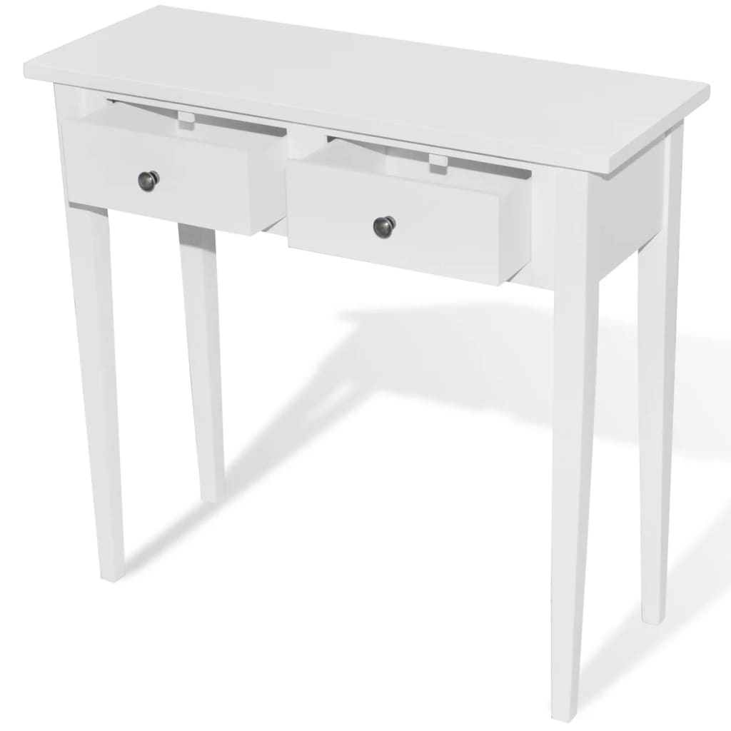 Side table with two drawers, white