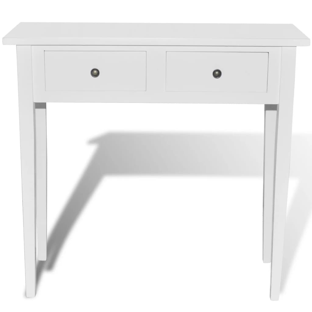 Side table with two drawers, white