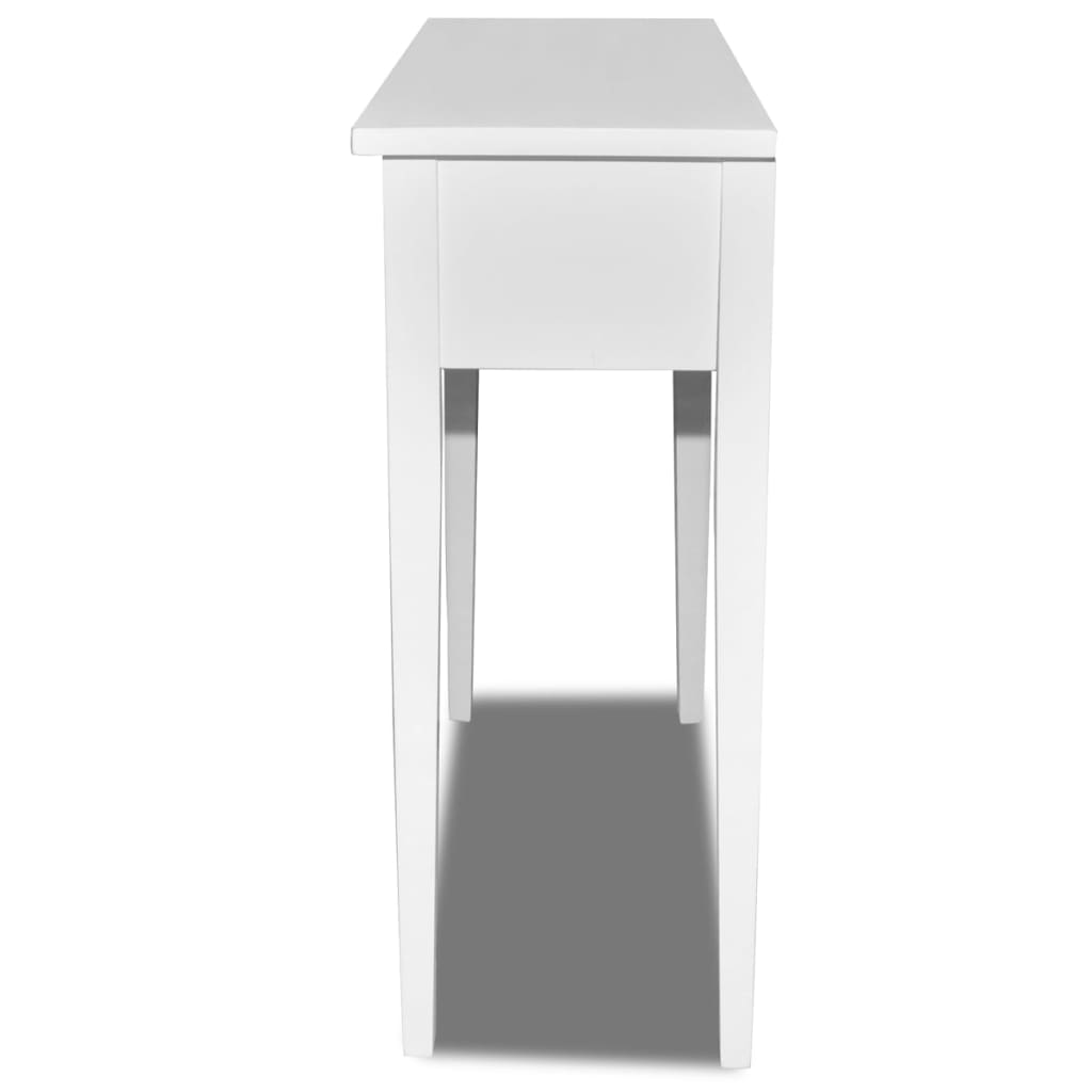 Side table with two drawers, white