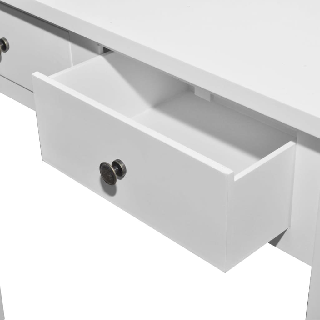 Side table with two drawers, white