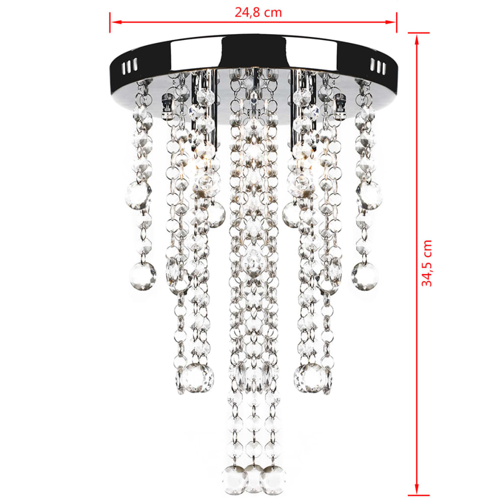 White metal chandelier with crystals