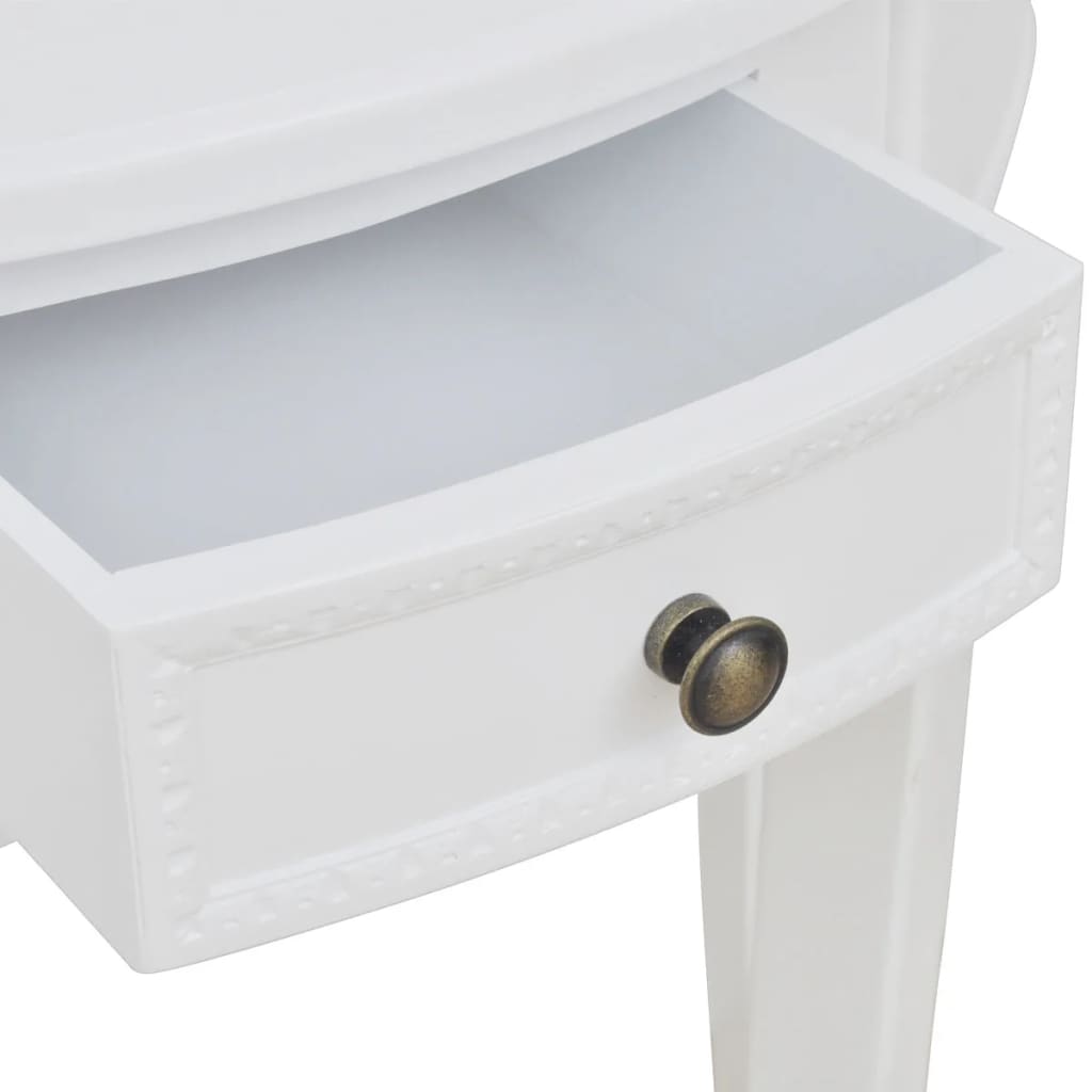 Console table with drawer, half-round, white
