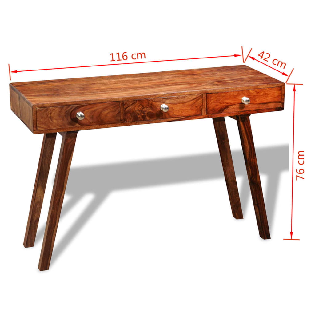 3-drawer side table 76 cm solid sheesham wood