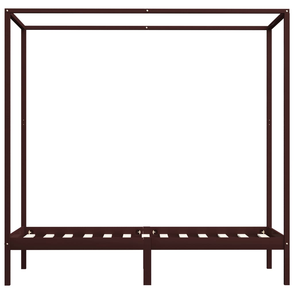 Sänghimmel utan madrass mörkbrun massivt trä 90x200 cm