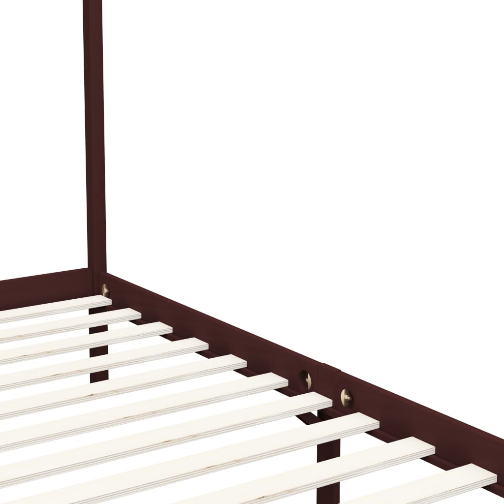 Sänghimmel utan madrass mörkbrun massivt trä 90x200 cm
