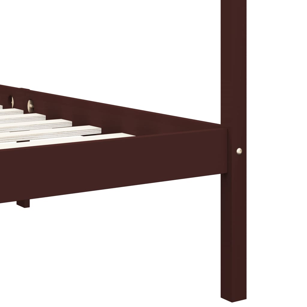 Sänghimmel utan madrass mörkbrun massivt trä 90x200 cm
