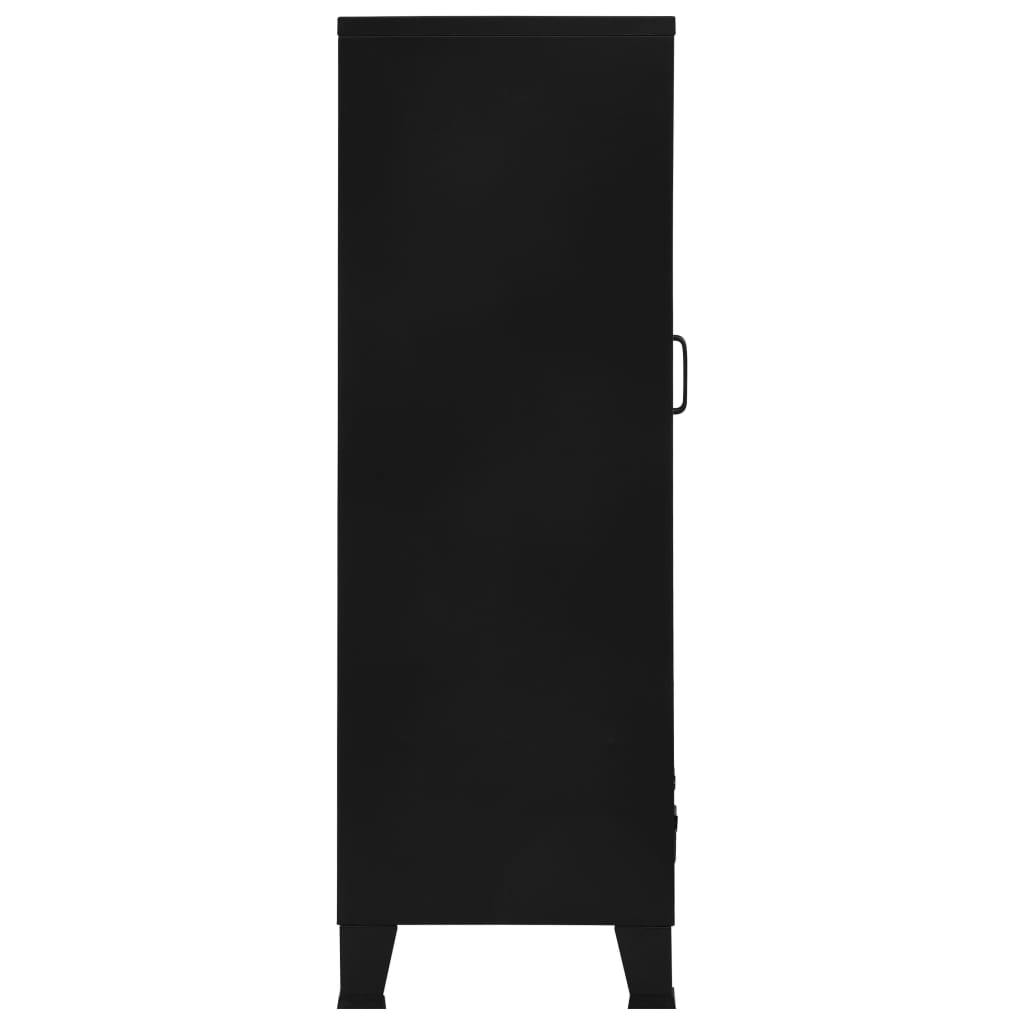 Kontorsskåp med nätdörrar industriell svart 75x40x120 cm stål