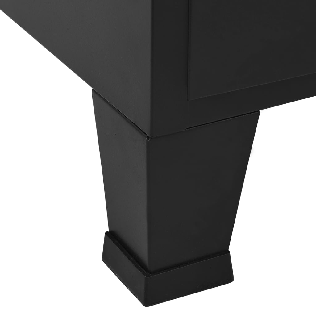 Kontorsskåp med nätdörrar industriell svart 75x40x120 cm stål