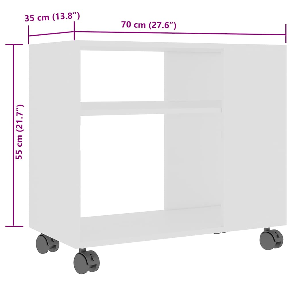Sidobord vit 70x35x55 cm konstruerat trä