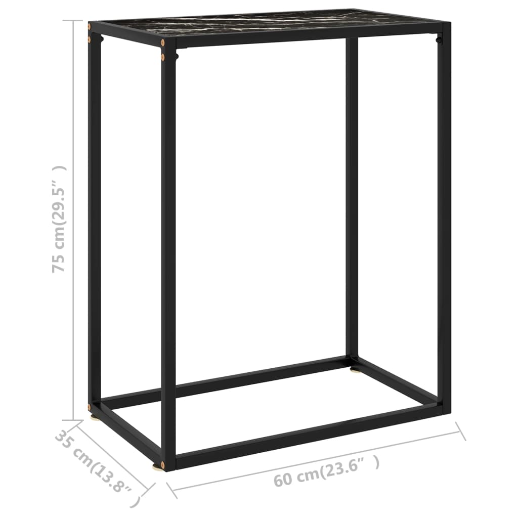 Console table black 60x35x75 cm tempered glass