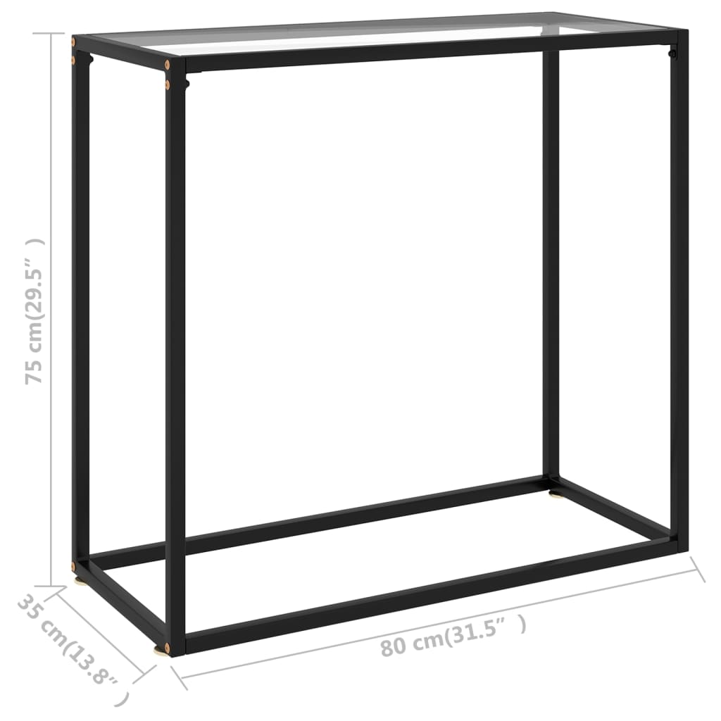 Console table transparent 80x35x75 cm tempered glass