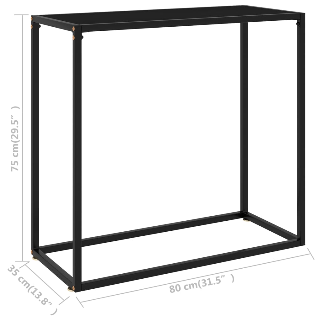 Konsolbord svart 80x35x75 cm härdat glas