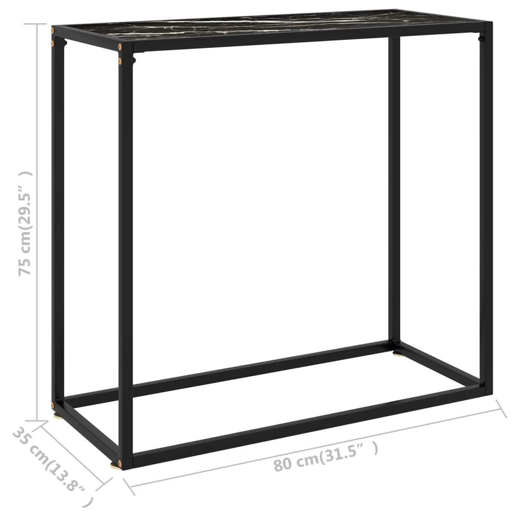 Konsolbord svart 80x35x75 cm härdat glas