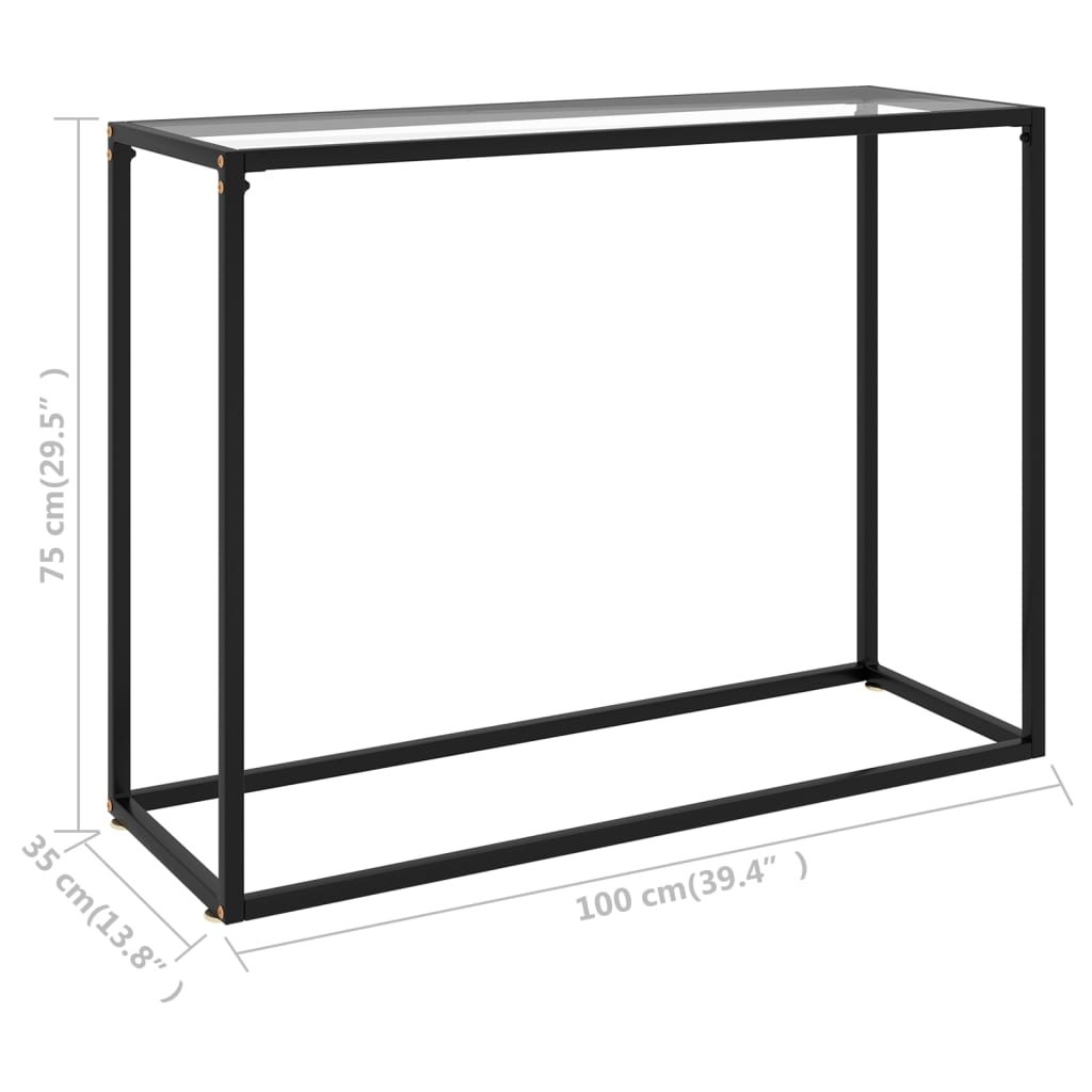 Konsolbord transparent 100x35x75 cm härdat glas