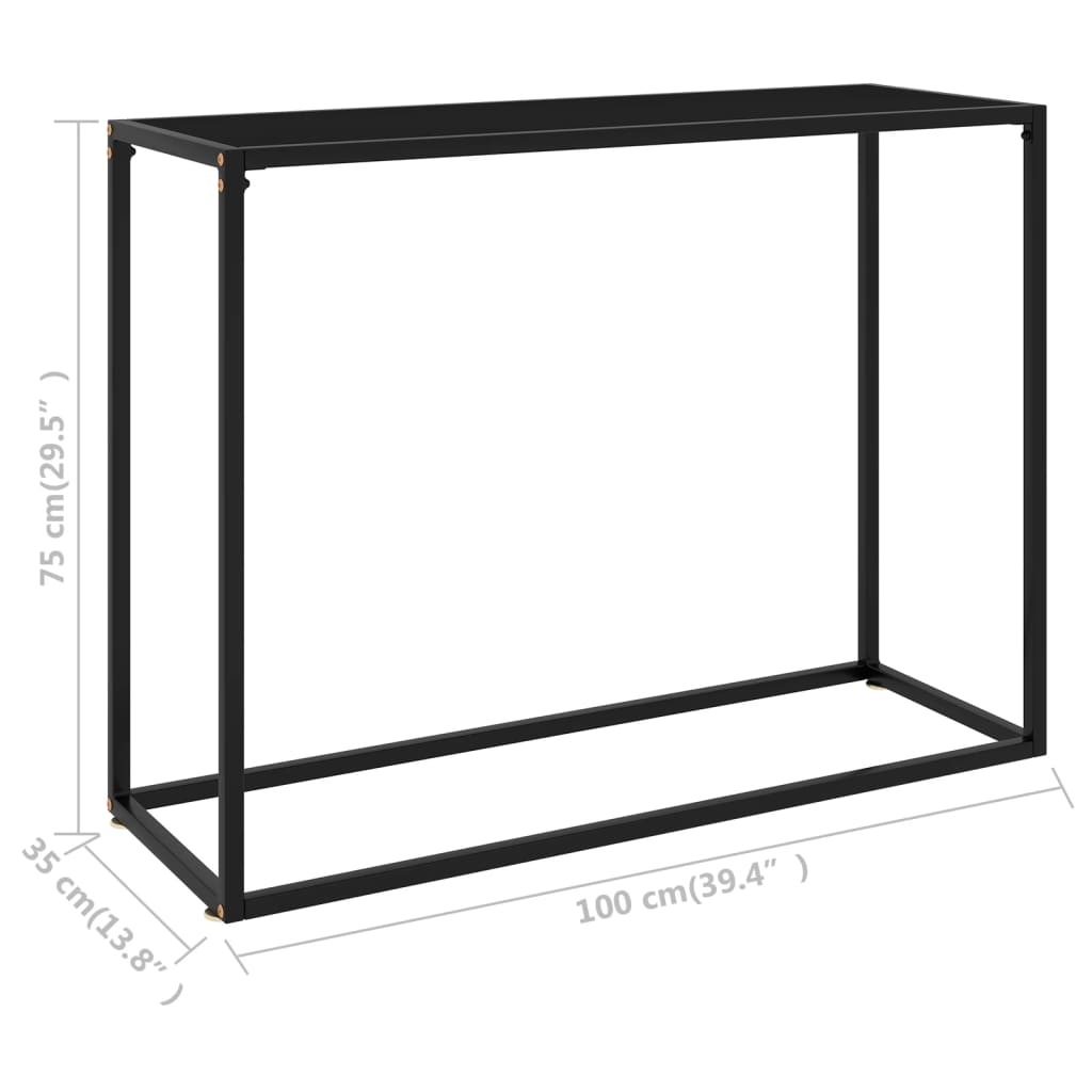 Console table black 100x35x75 cm tempered glass