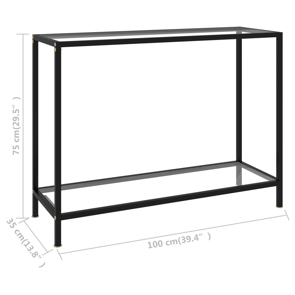 Console table transparent 100x35x75 cm tempered glass