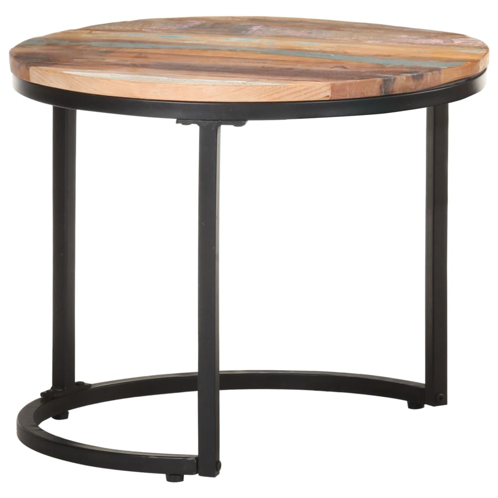Side tables 3 pcs solid reclaimed wood