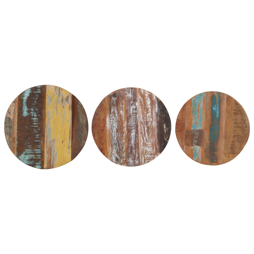 Side tables 3 pcs solid reclaimed wood