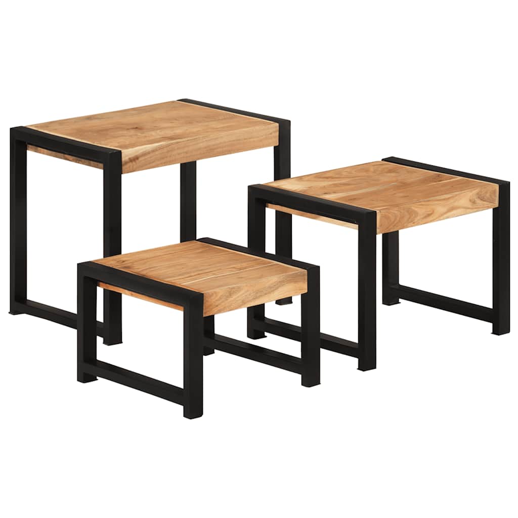 Set of 3 solid wood tables