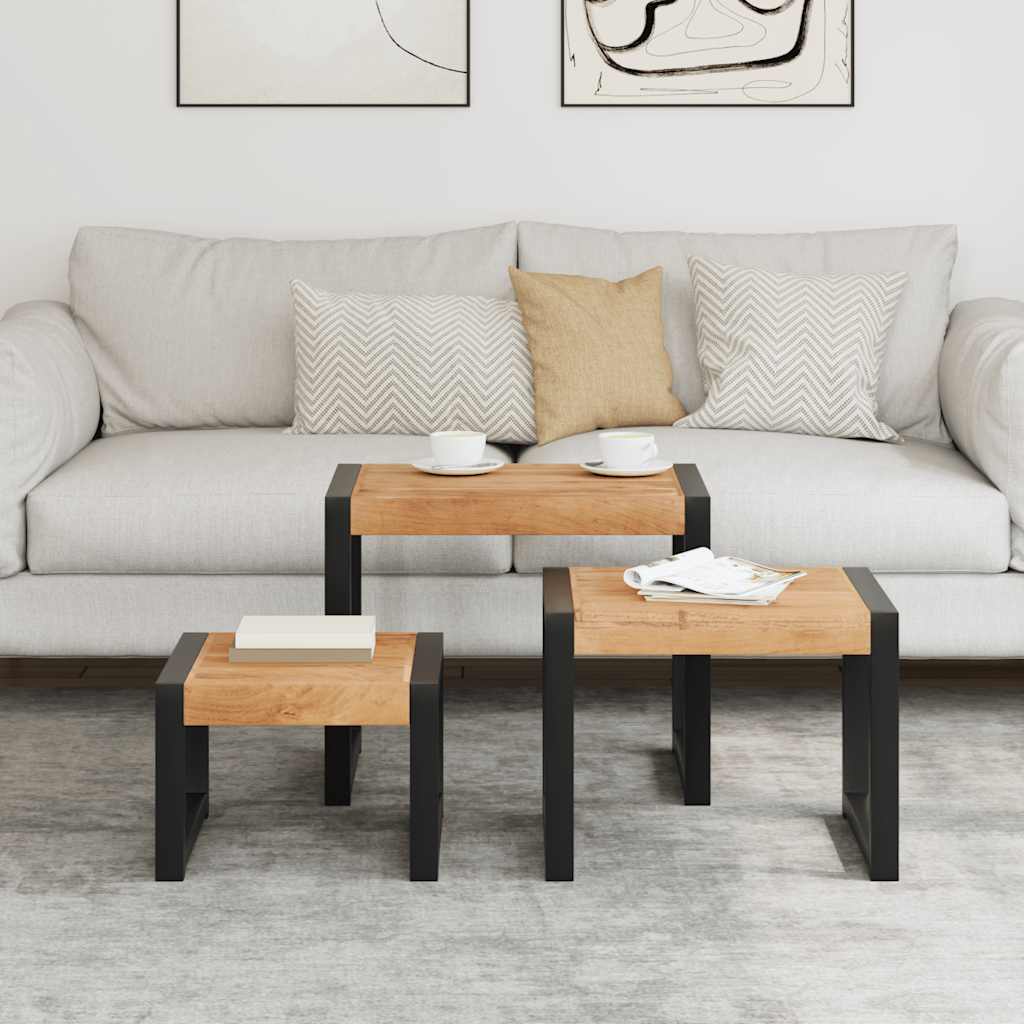 Set of 3 solid wood tables