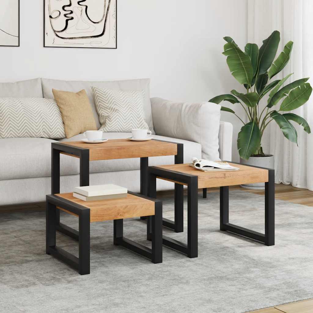 Set of 3 solid wood tables