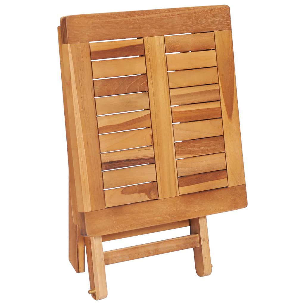 Solsäng med bord och dyna massiv teak