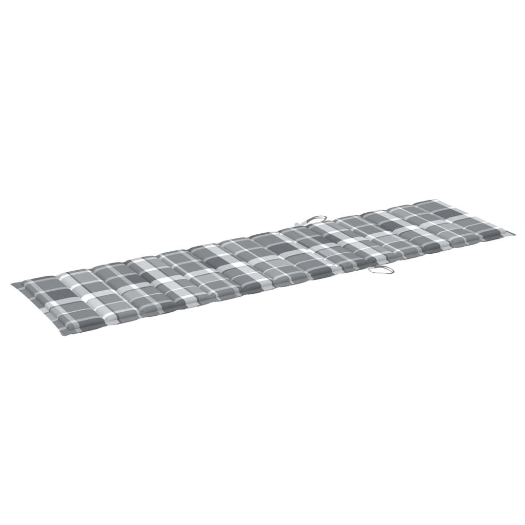 Solsäng med bord och dyna massiv teak