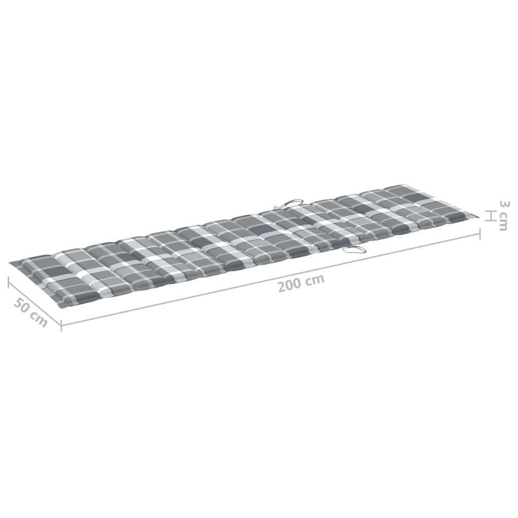Solsäng med bord och dyna massiv teak