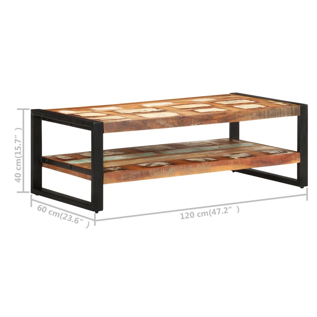 Soffbord 120x60x40 cm massivt återvunnet trä