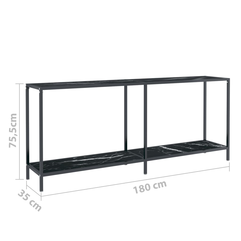 Konsolbord svart 180x35x75,5 cm härdat glas