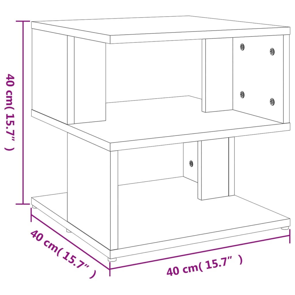 Sidobord sonoma-ek 40x40x40 cm konstruerat trä