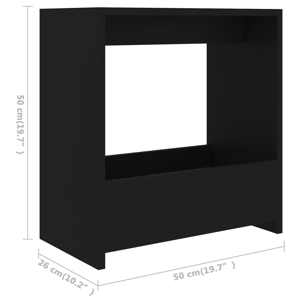 Sidobord svart 50x26x50 cm konstruerat trä