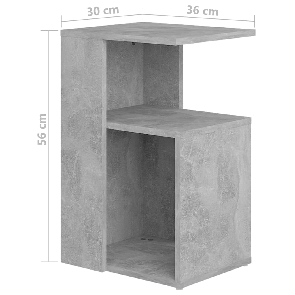 Side table concrete gray 36x30x56 cm engineered wood
