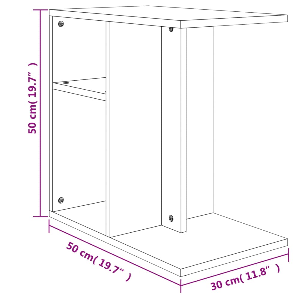 Sidobord sonoma-ek 50x30x50 cm konstruerat trä