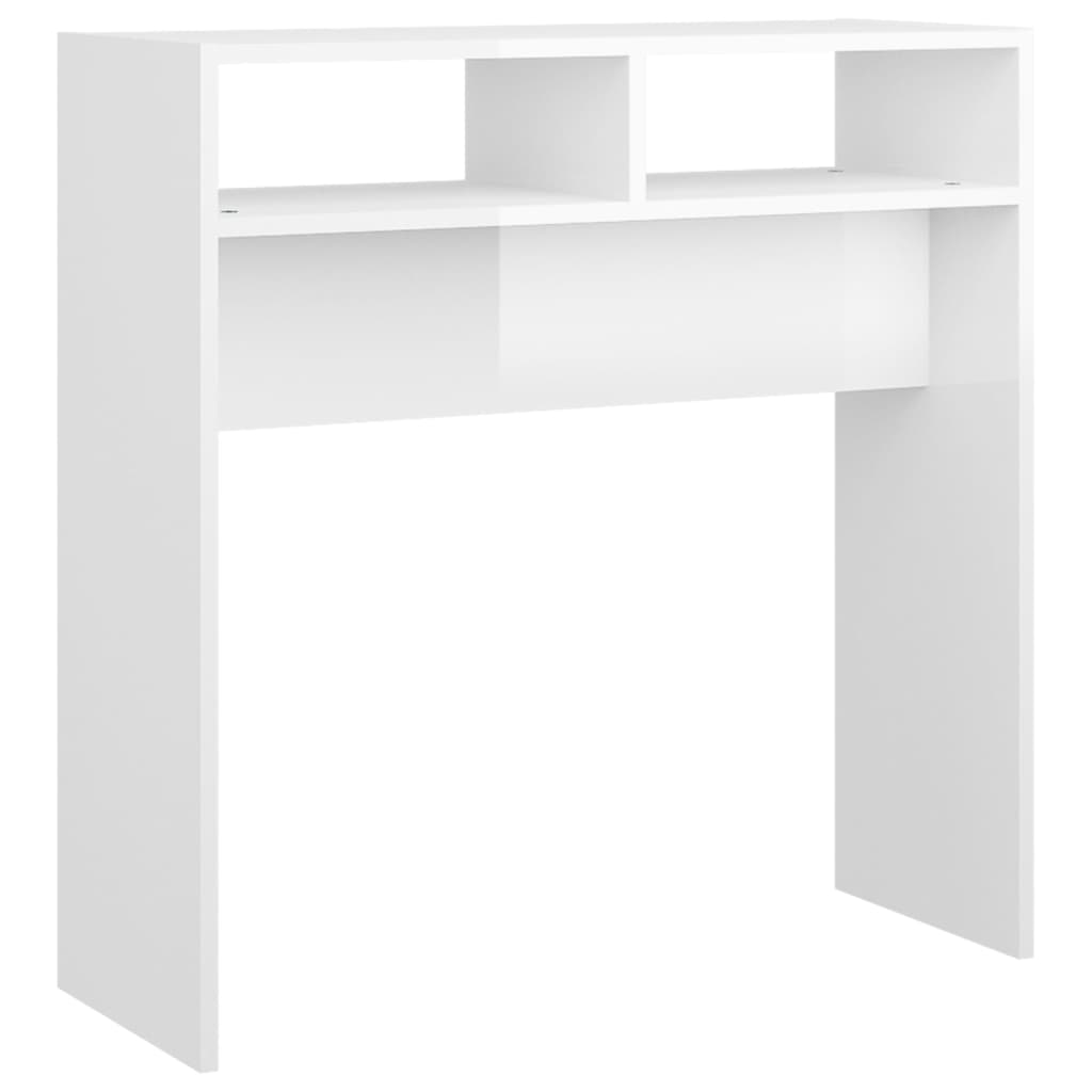 Sidobord vit högglans 78x30x80 cm konstruerat trä
