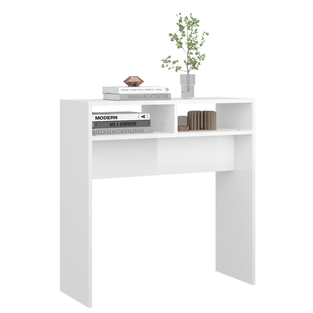 Sidobord vit högglans 78x30x80 cm konstruerat trä
