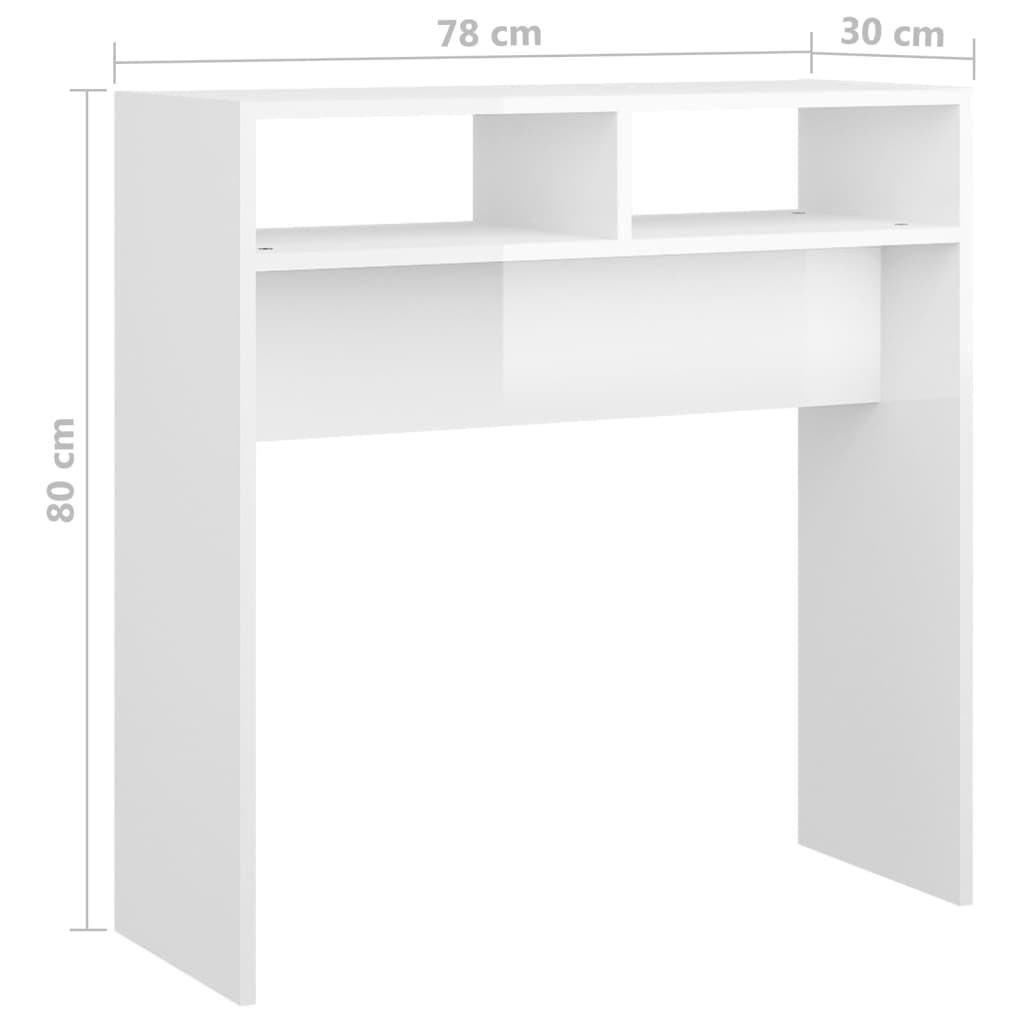 Sidobord vit högglans 78x30x80 cm konstruerat trä