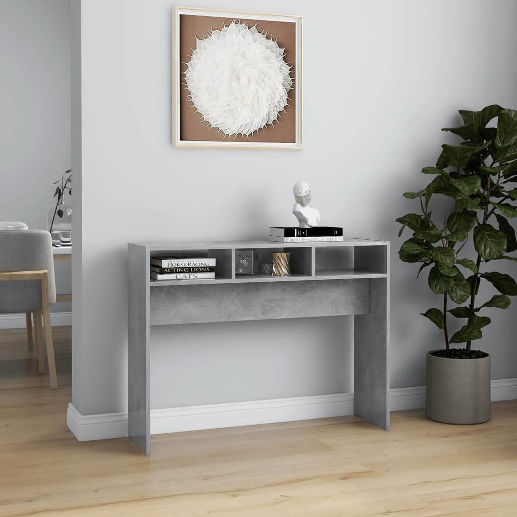 Konsolbord betonggrå 105x30x80 cm konstruerat trä