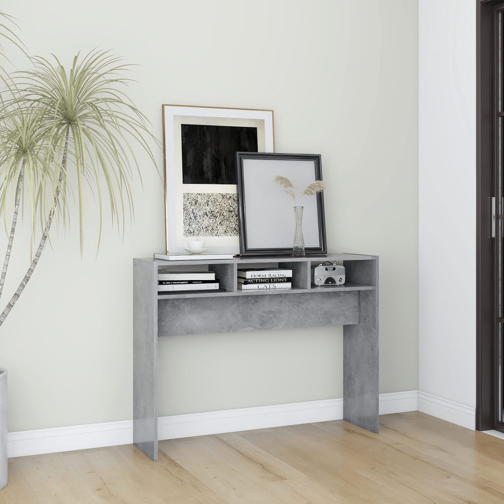 Konsolbord betonggrå 105x30x80 cm konstruerat trä