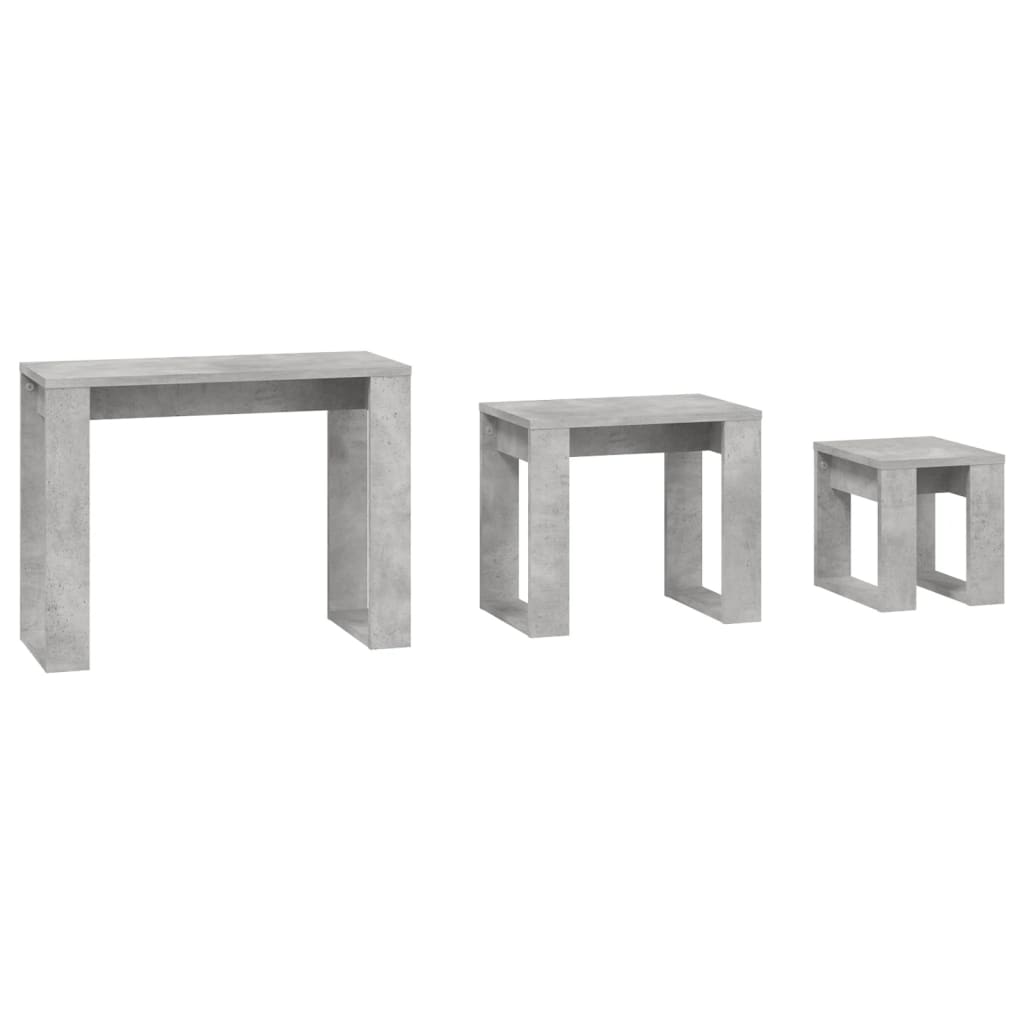 Satsbord 3 st betonggrå konstruerat trä