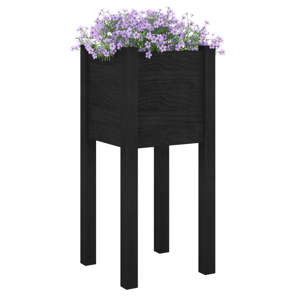 Odlingslådor 2 st svart 31x31x70 cm massiv furu